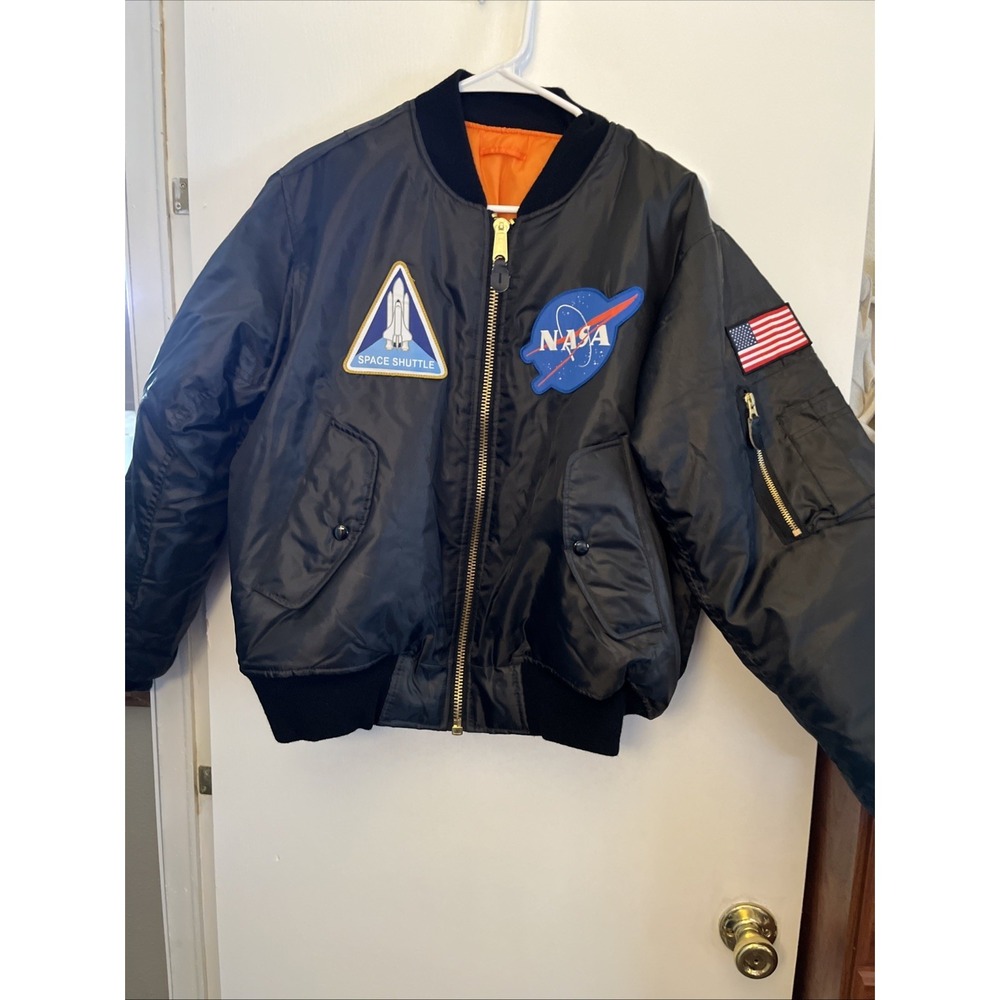 NASA MA1 Flight Jacket M Space Shuttle Patches Bomber Coat ROTHCO Flying Mens